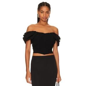 ALC Nora Cropped Off Shoulder Top in Black 6